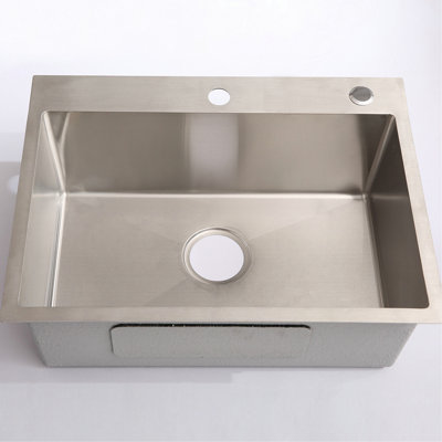 Stainless Steel 24In Washing Sink With Strong Support - Silver Brushed Noise Avoidance 4.33" Drain Faucet