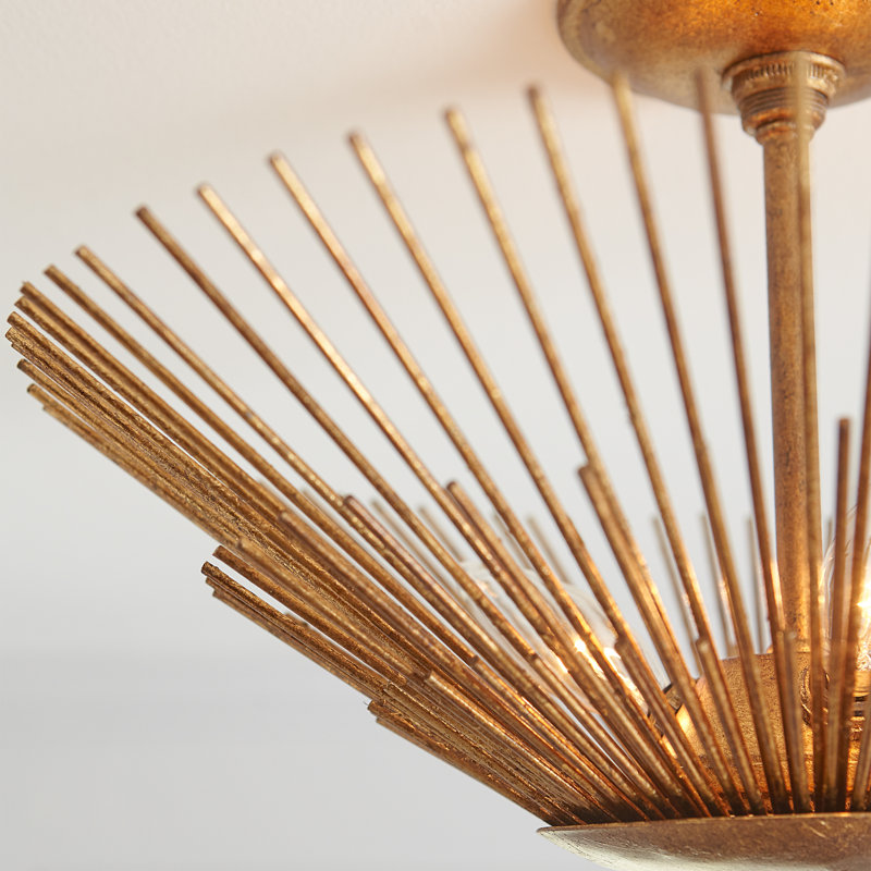 Helios 3 - Light Semi Flush Mount, Antique Gold