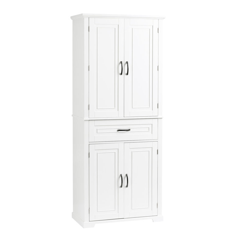 Rangement de salle de bain: Armoire blanche avec portes et tiroir pratique, H 70,8 po x l 29,2 po x P 16,09 po, Blanc