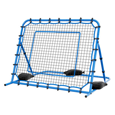 Filet de soccer rebondissant, rebondisseur de but de soccer à angle rapide pour le contrôle, la pratique du dépassement, cadre en fer robuste et filet de polyéthylène, accessoires et équipement d'entraînement de balle facile à installer pour les adolescents et les adultes, 5 x 4 pi