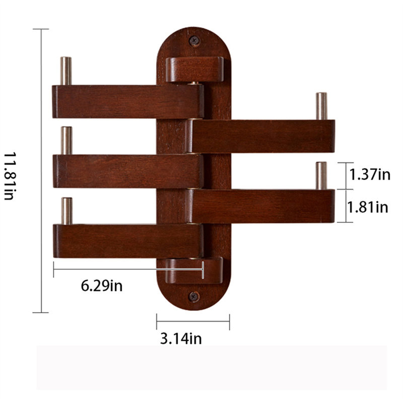 Elegant Solid Wood Wall-Mounted Coat Rack, Brown