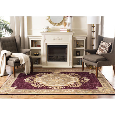 Tapis de zone rouge foncé en laine touffeté fait main oriental Bedgood