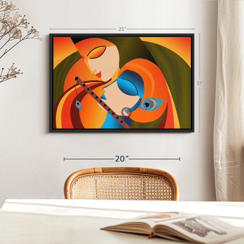 Impression sur toile Radha Krishna Madhubani, H 17 po x l 25 po