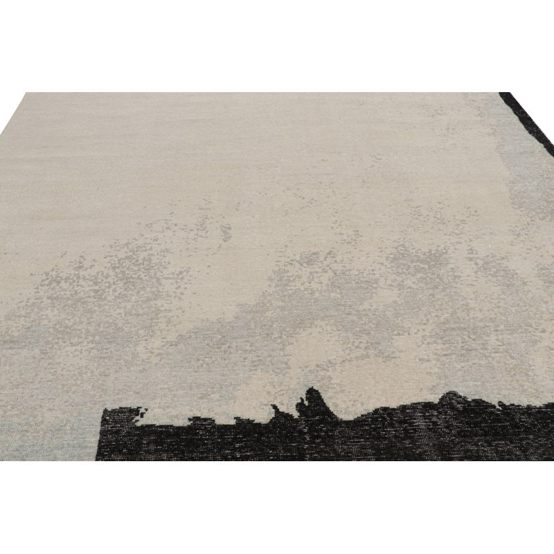 Rug & Kilim’S Modern Distressed Abstract Rug In Beige, Gray And Black Tones