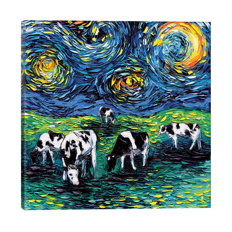 Starry Starry Pasture - Painting on Canvas, 66.04 cm H x 66.04 cm W x 3.175 cm D, Wrapped Canvas