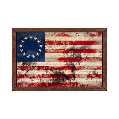 USA "Betsy Ross" Flag With Constitution Background I - Print on Canvas