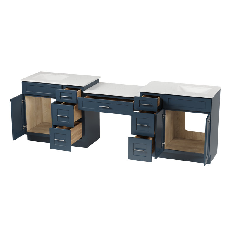 103'' Double Bathroom Vanity with Top, Blue
