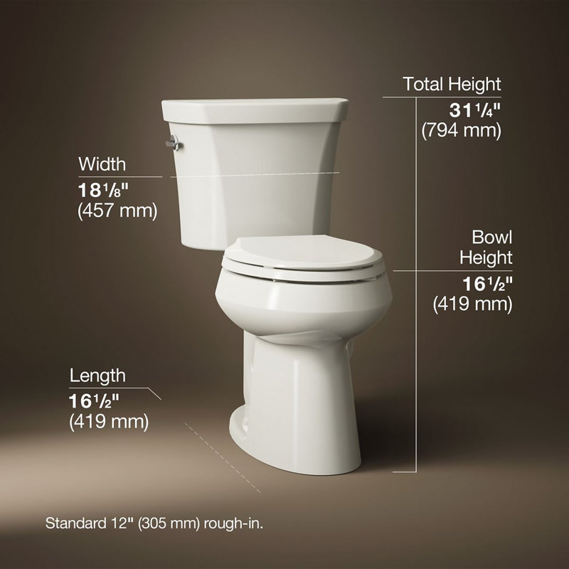 Highline™ 1.6 GPF Elongated Two-Piece Toilet, Biscuit, Left-Hand