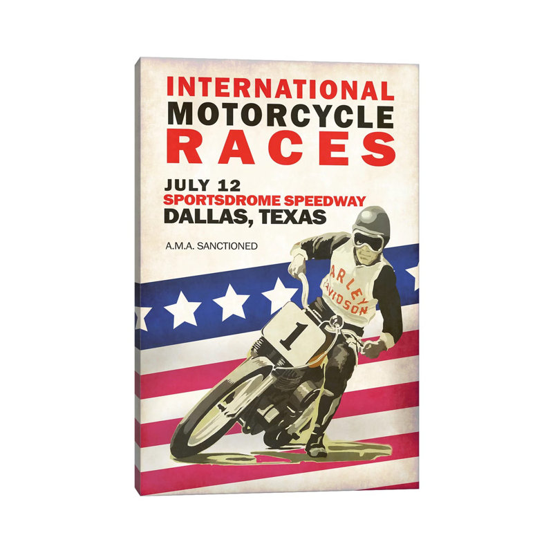 Intl. Motorcycle Races Dallas by Mark Rogan - Print on Canvas, Wrapped Canvas, 101.6cm H x 66.04cm W x 1.91cm D