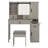 Complete Farmhouse Vanity Set with Sliding Mirror , Glass Top, Charging Station, 4 Drawers, 2 Cabinets and Matching Stool-125242031