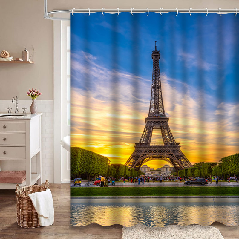 Rideau de douche Paris Tour Eiffel France avec 12 crochets, L 72 po x l 78 po