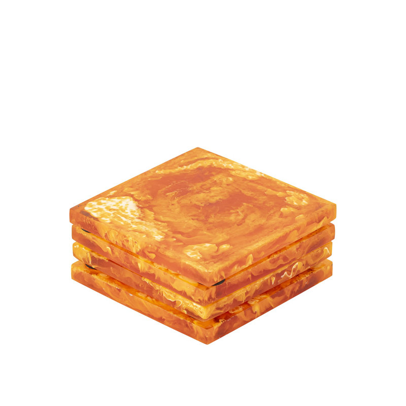 Dessous de verre carrés en résine, Orange