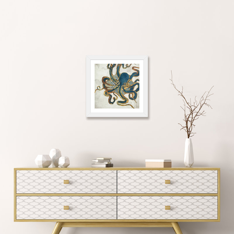 Underwater Dream VI - impression d'art graphique, Impression encadrée avec passe-partout, Blanc, H 16 po x l 16 po