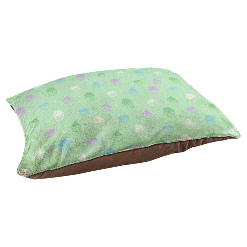 Coussin stylisé pour chat pastel petits gâteaux Byrge, L 17 po x l 52 po, Vert / blanc