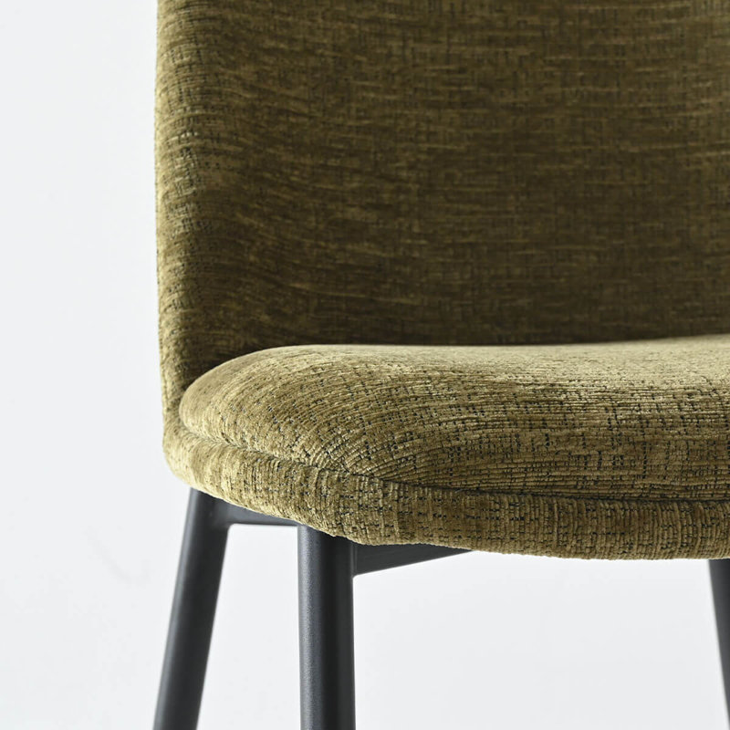 Chaises de salle à manger rembourrées en chenille verte, Vert