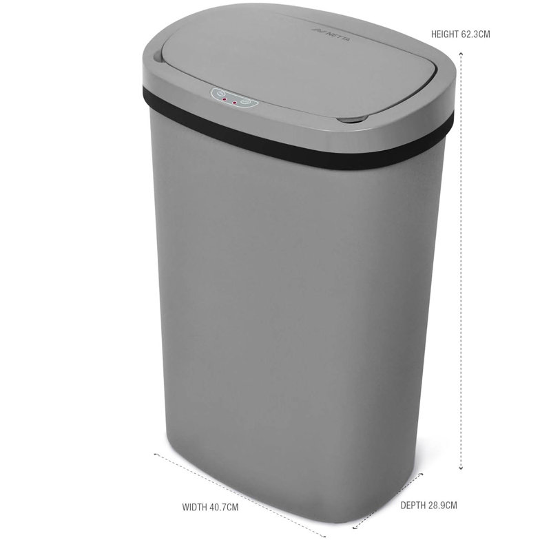 Plastic Motion Sensor Kitchen Trash Can - 50L, Grey