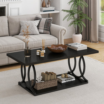 2 Tier 42 inch Modern Coffee Table with Storage, Center Table For Living Room by 17 Stories
