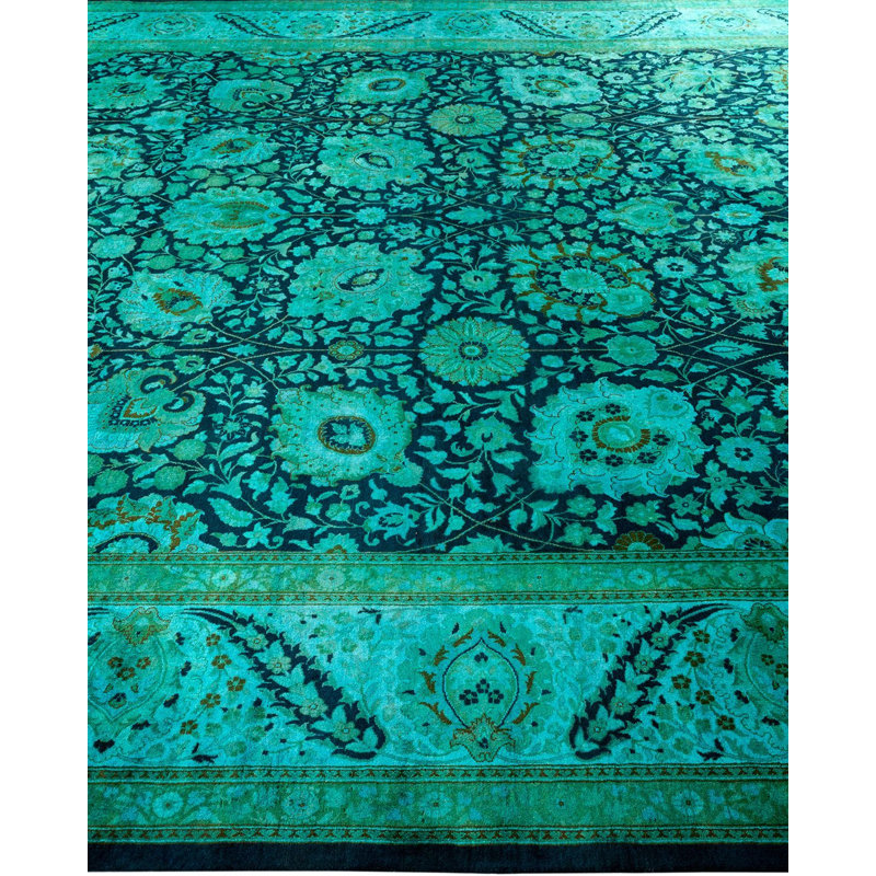 Tapis bleu sarcelle 9 pi 3 po x 12 pi 1 po Yitian