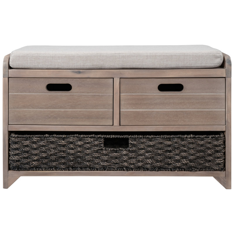 Banc de rangement avec panier amovible et 2 tiroirs, Blanchies