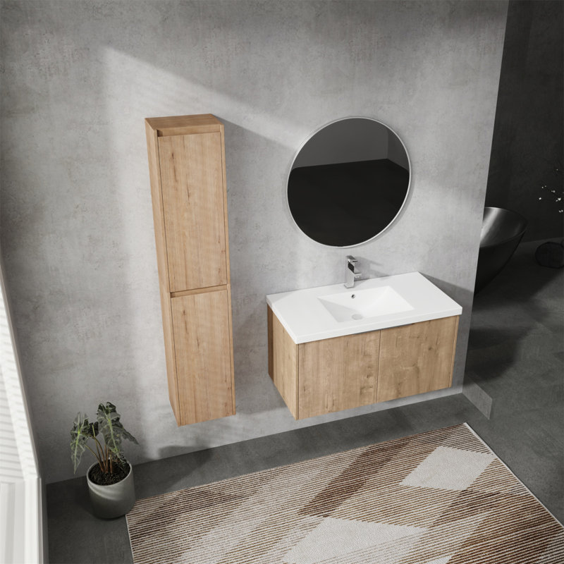 Meuble-lavabo mural sophistiqué avec rangement spacieux et design moderne