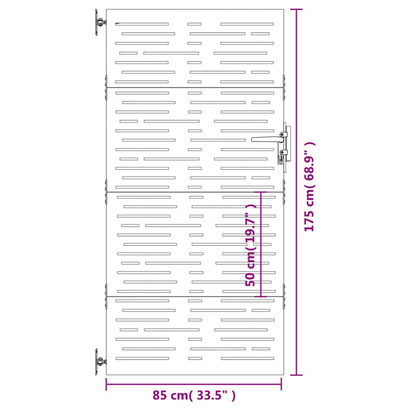 Ameliyah Garden Gate, Rusty, 175cm H x 85cm W x 12cm D