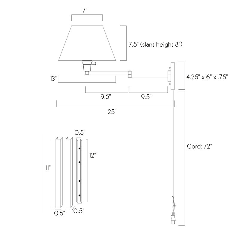 Express Swing Arm Sconce, Latte, Black