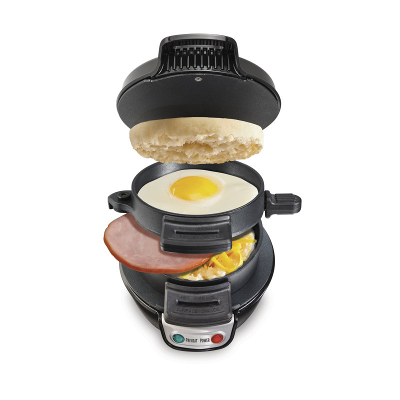Hamilton Beach Breakfast Sandwich Maker with Egg Cooker Ring, Black