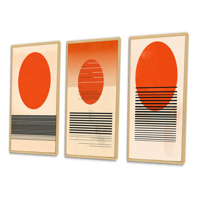 " Minimal Geometric Orange Bold Sunset II " 3 - Pieces