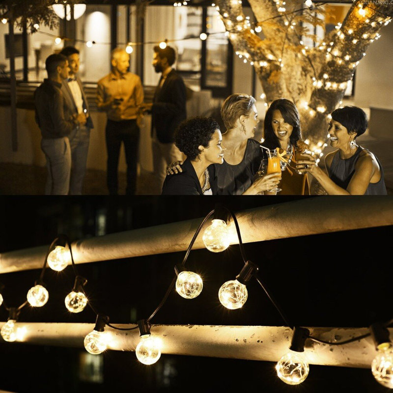 30FT Indoor Outdoor String Light with 30pcs Shatterproof G40 LED Fairy Bulbs