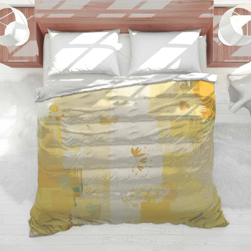 Abstract Yellow Brushstrokes Comforter, Queen