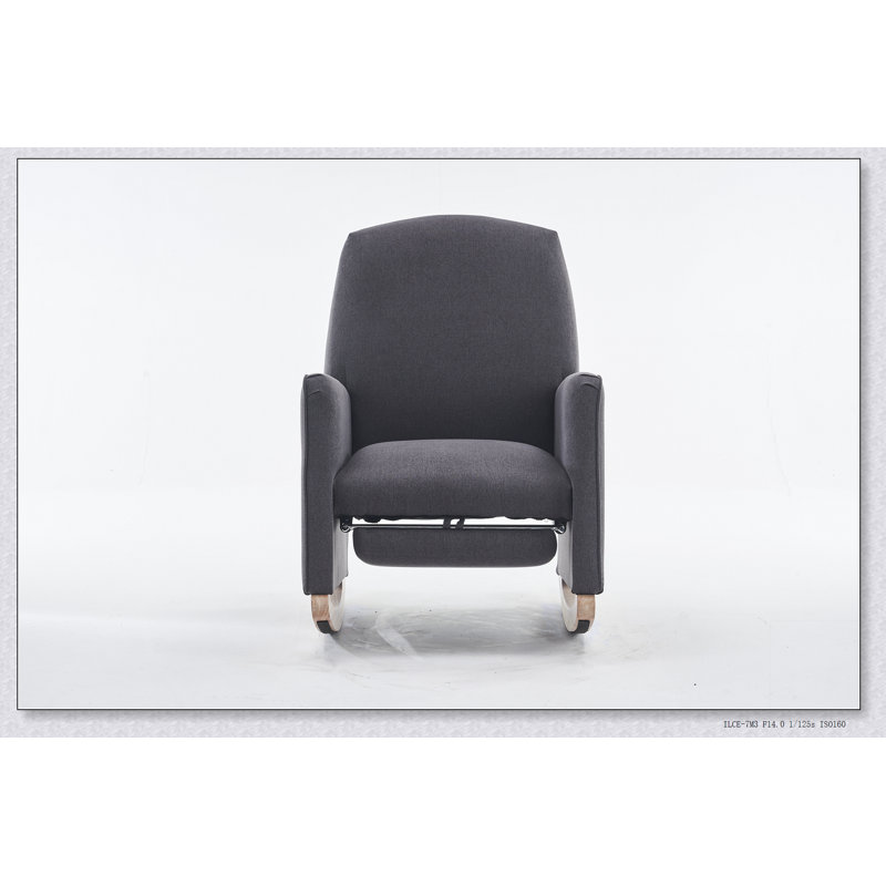 Chaise berçante en coton et lin avec repose-pieds réglable