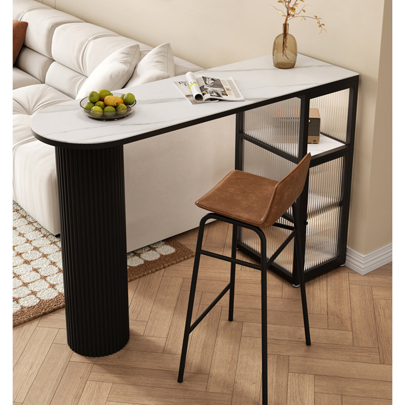 Comptoir moderne en granit minimaliste avec armoire latérale et comptoir de bar, H 41,34 po x L 49,21 po x l 15,75 po