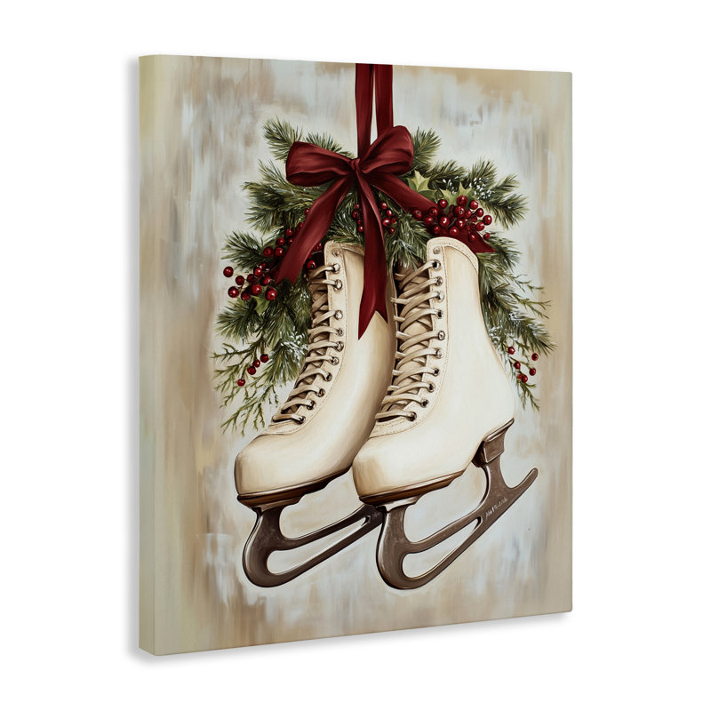 Toile Festive Ice Skates, design par Arlington Prints, H 20 po x l 16 po