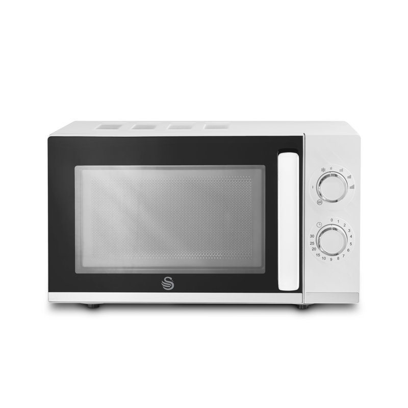 Swan Windsor Manual Microwave, 20L, 800W, 5 Power Levels, Non-slip Feet, Family Sized Microwave, Grey