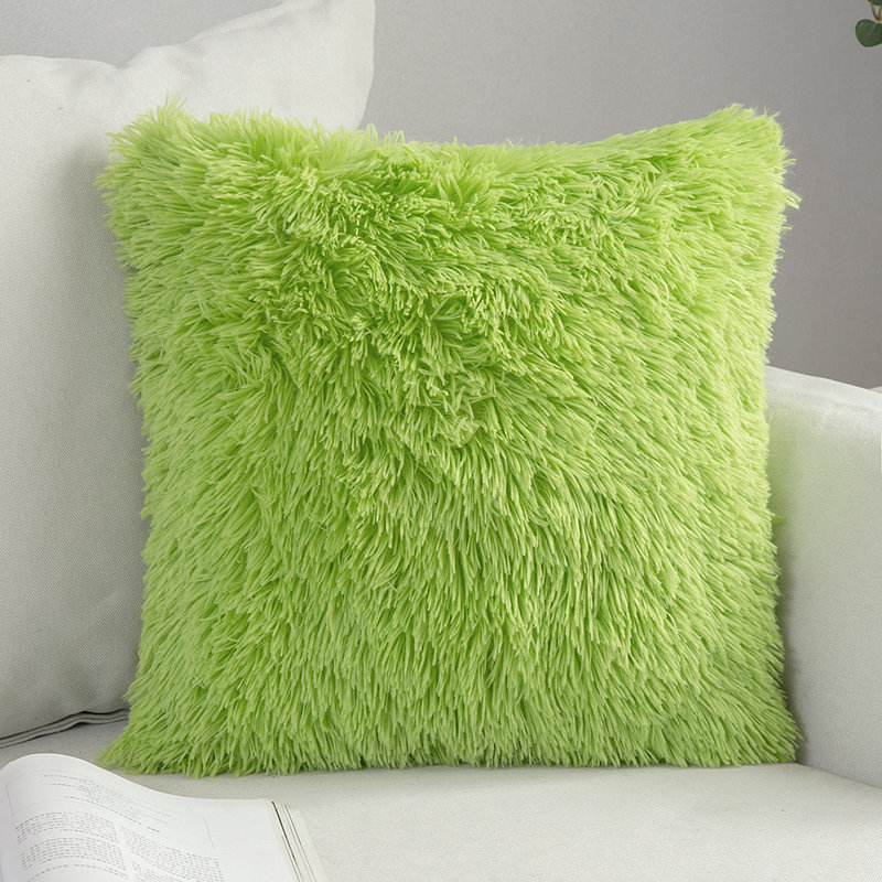 Rust Blood Orange Shaggy Hand Tufted Decorative Pillow 18" x 18"