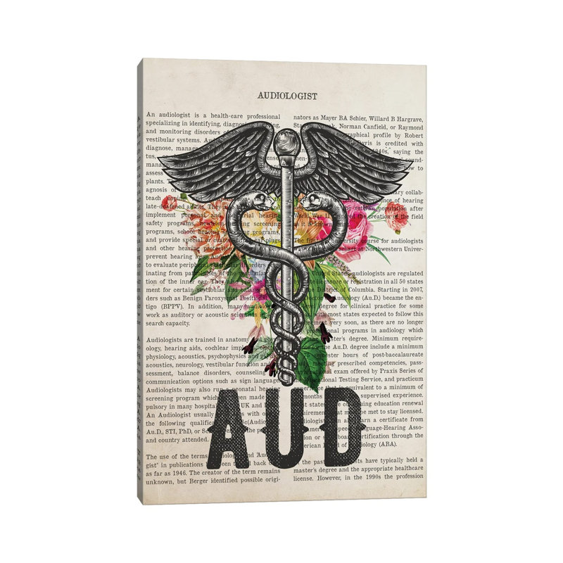 Aud, Audiologist With Flowers Print by Aged Pixel - Wrapped Canvas Print, 66.04 cm H x 45.72 cm W x 1.91 cm D