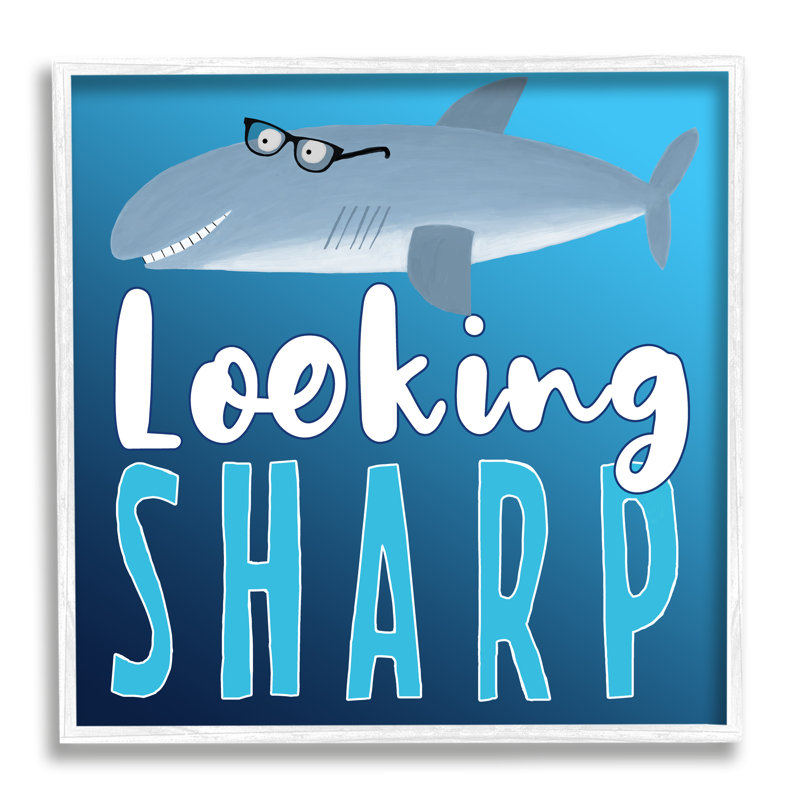 " Looking Sharp Shark " by Carla Daly, White Framed, 24" H x 24" W x 1.5" D