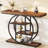 41.3 Inch Industrial Console Table with 4-Tier Rustic Brown Shelves, Unique Circle Metal Frame for Storage and Display, Narrow Entryway Accent-1837834521