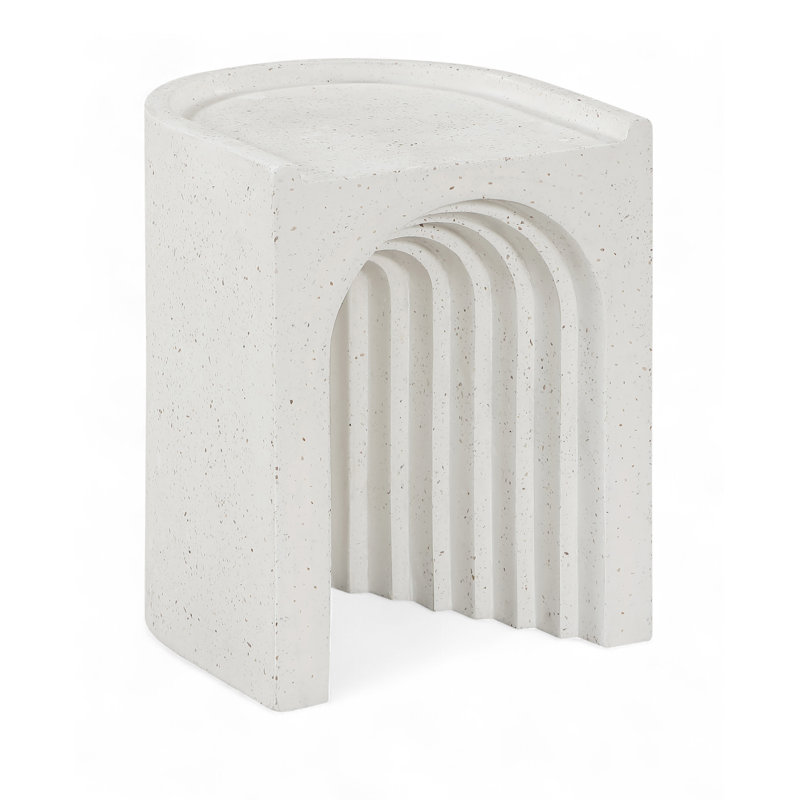 Avenda Concrete End Table, Ivory Terrazzo