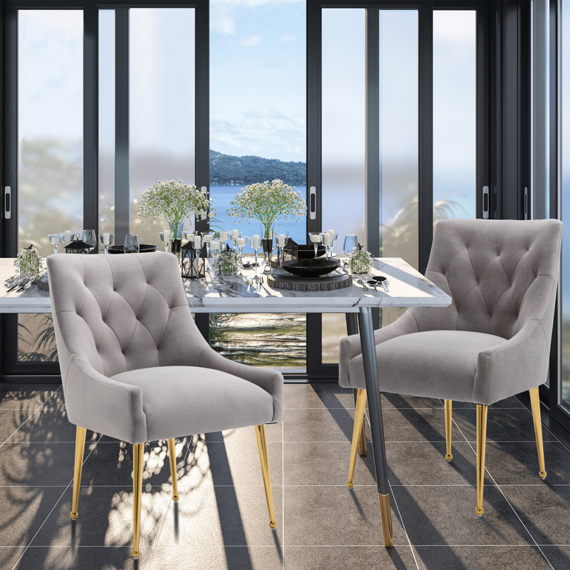 Chaise rembourrée en velours Sandstrom, gris