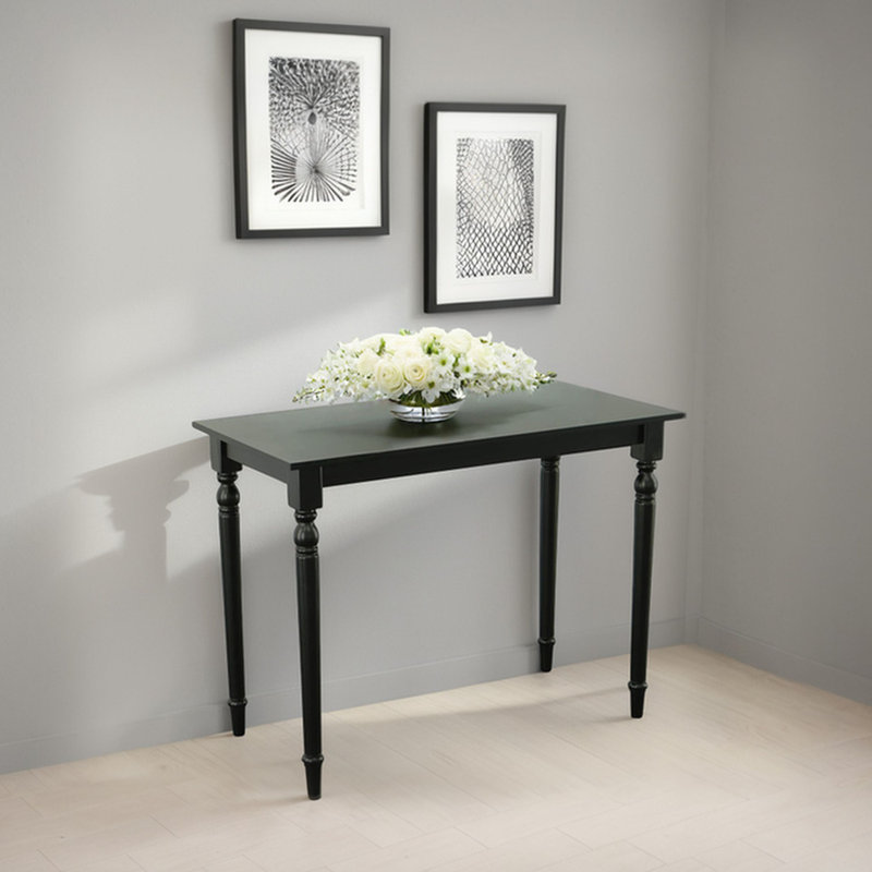 Brighton Rectangular Counter Table – Contemporary Style Spindle Legs Solid Wood Table, Black