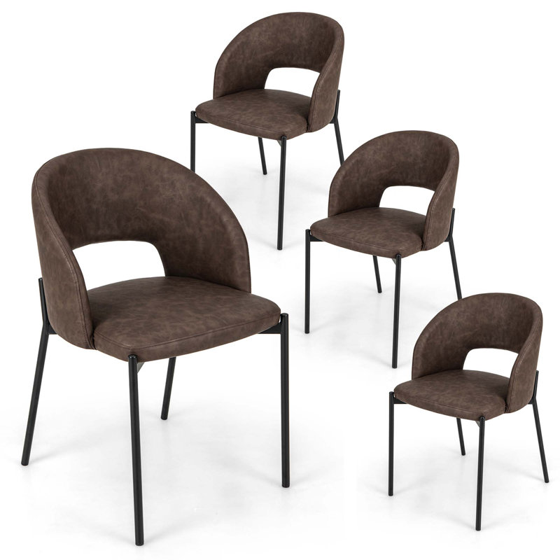 Chaise de salle à manger Costway avec coussin en éponge haute densité, structure robuste en forme de X, 4