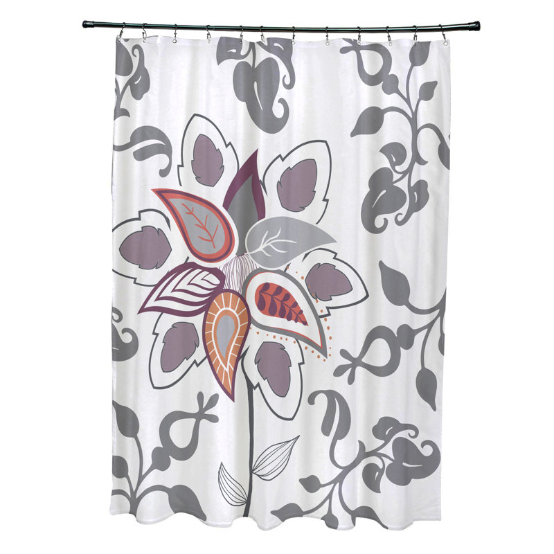 Rideau de douche simple à motif floral et motif cachemire Gordonsville, Gris