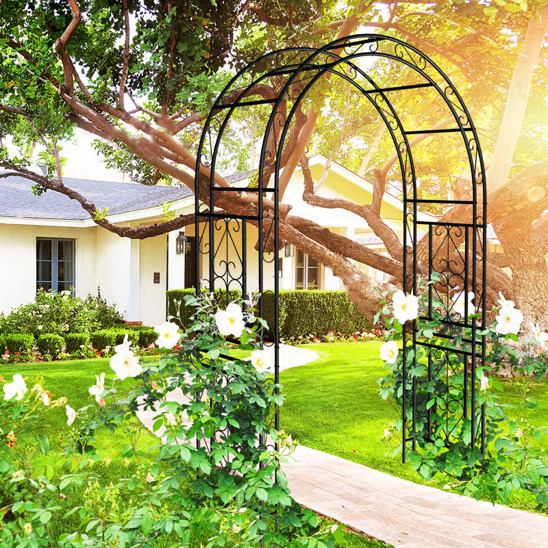 Arche de jardin en métal de 89,85 po H x 59 po L 17,79 po l, noire, rehausse l'attrait extérieur 89,85 po de haut, 59 po x 17,79 po, pour la décoration