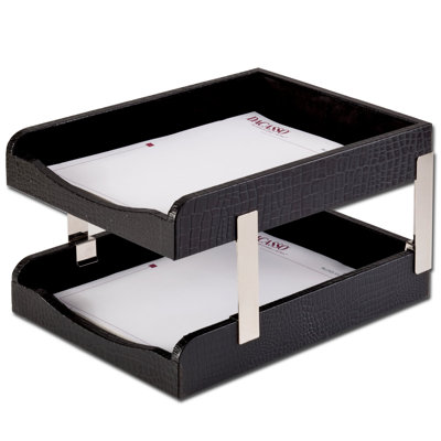 Plateau à lettres doubles en cuir crocodile