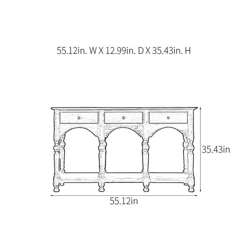 Rural Retro Multifunctional Console Table, 35.43" H x 55.12" W x 12.99" D