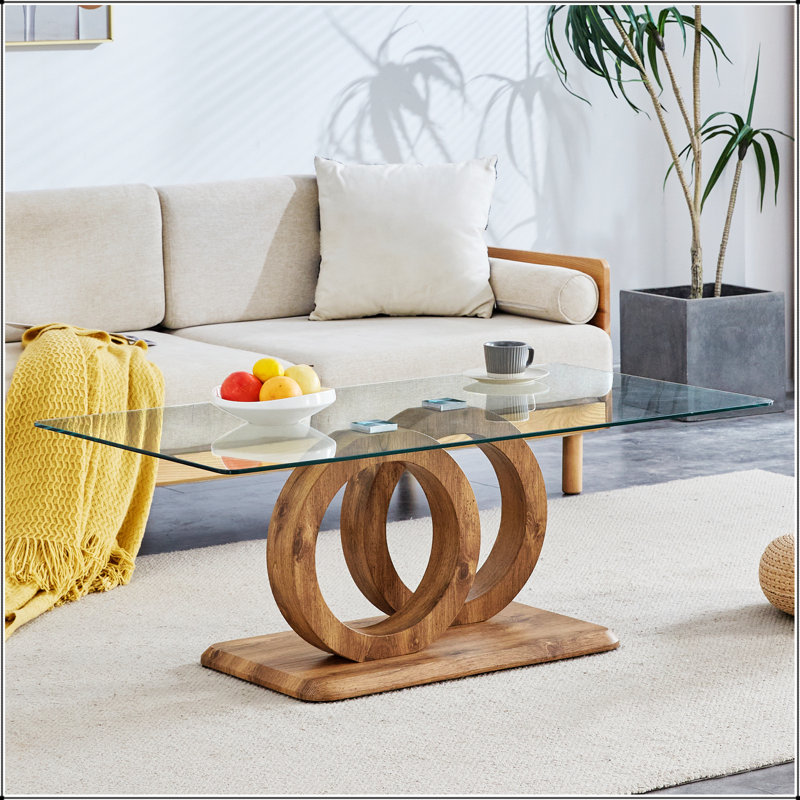 Table basse moderne en bois aggloméré de style moderne avec base - convient aux salons et aux salons, Bois naturel