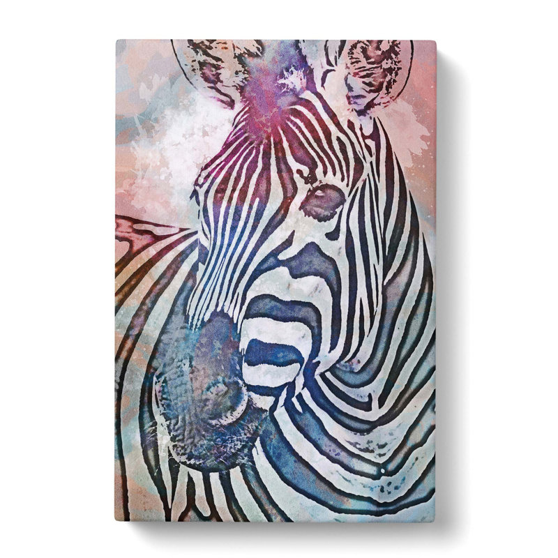 Colourful Zebra In Abstract - Wrapped Canvas Painting, 50cm H x 35cm W x 3cm D