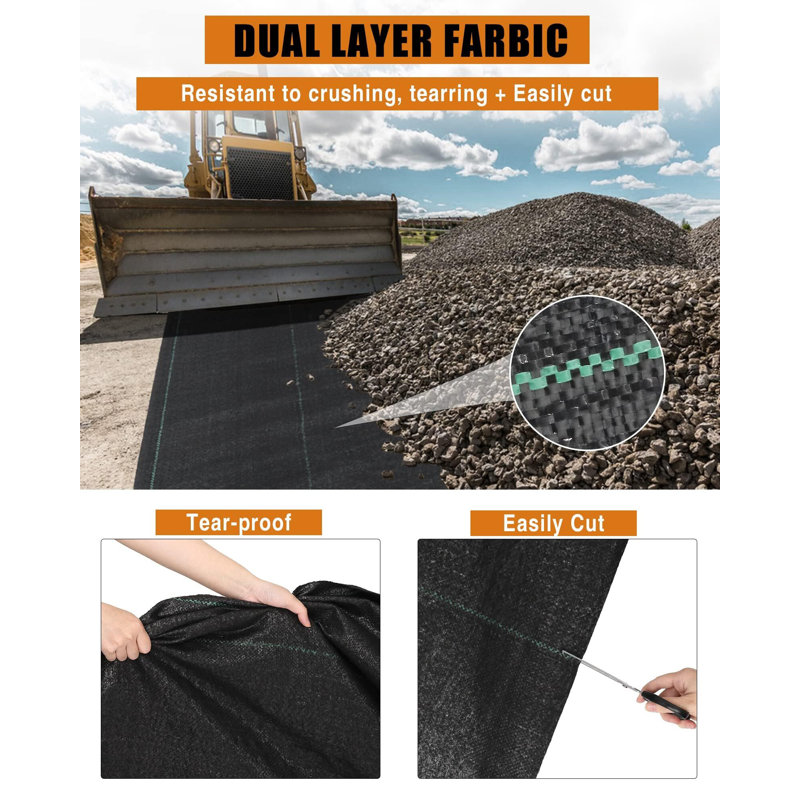 Tissu de paysage Weed Barrier, H 9,45 po x l 9,45 po x P 49,21 po