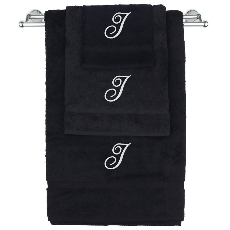 Ensemble de serviettes Marcelline, Noir / blanc, I